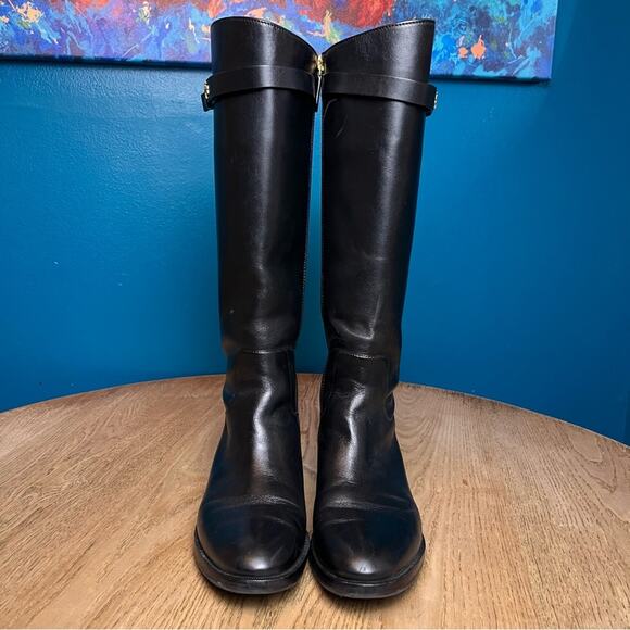 Tory Burch Everly Knee High Leather Riding Boots Tall Black Equestrian Women’s 7 - Picture 6 of 13